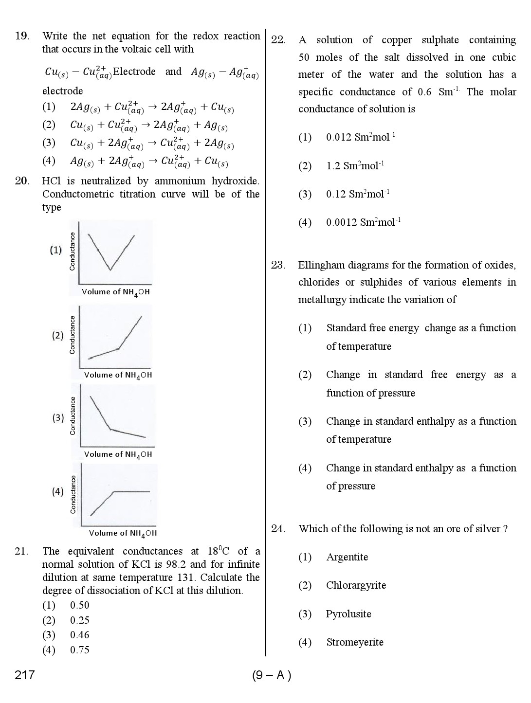 Karnataka PSC Chemist Exam Sample Question Paper 9