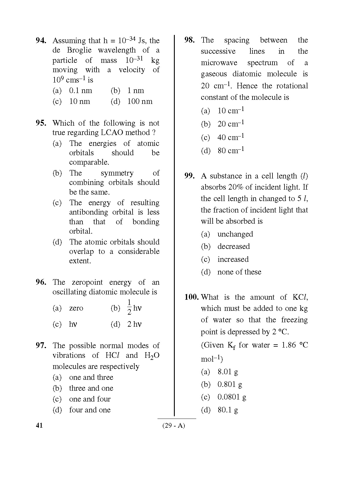 Karnataka PSC Drugs Analyst Chemistry Exam Sample Question Paper 29