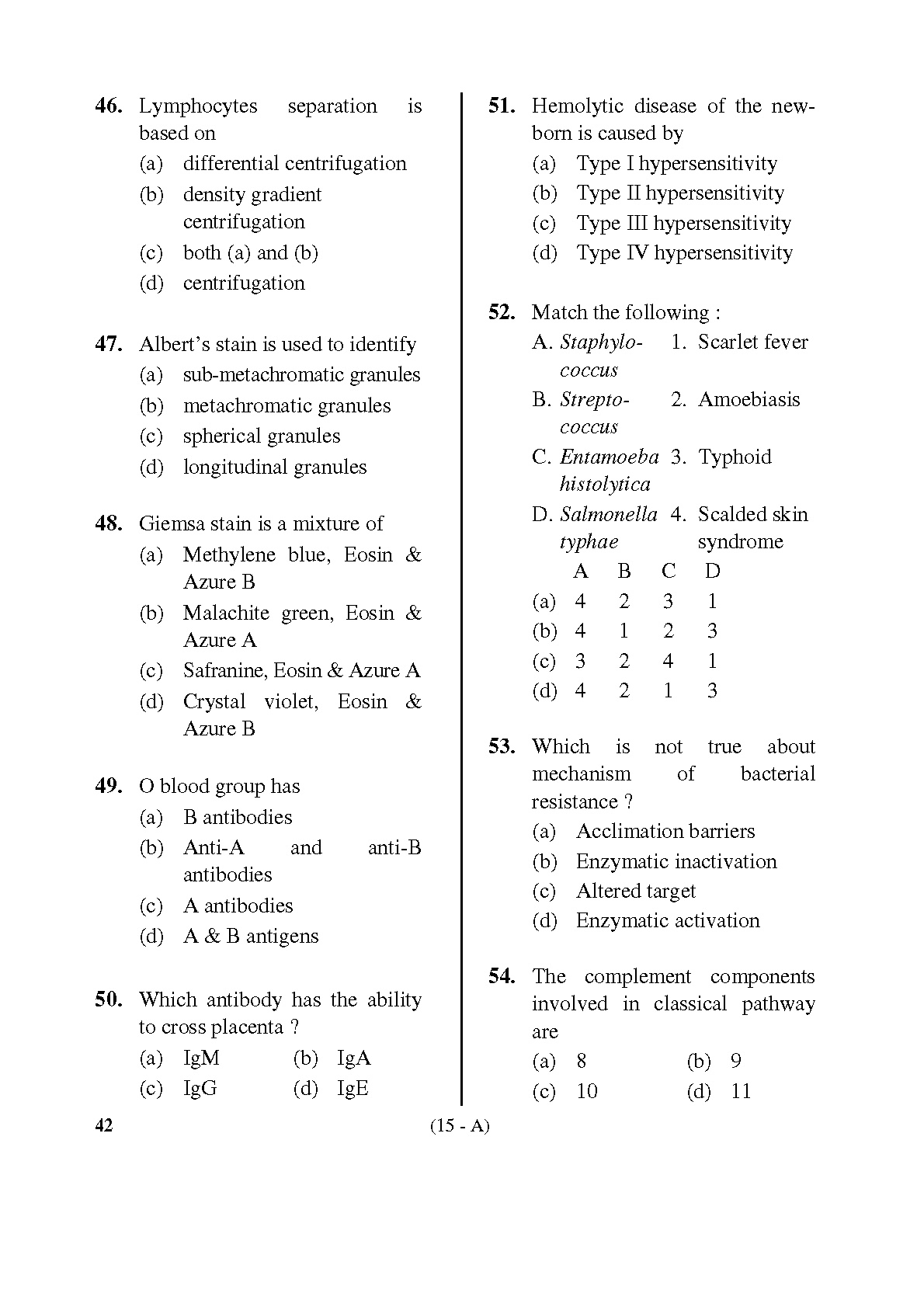 Karnataka PSC Drugs Analyst Microbiology Exam Sample Question Paper 15