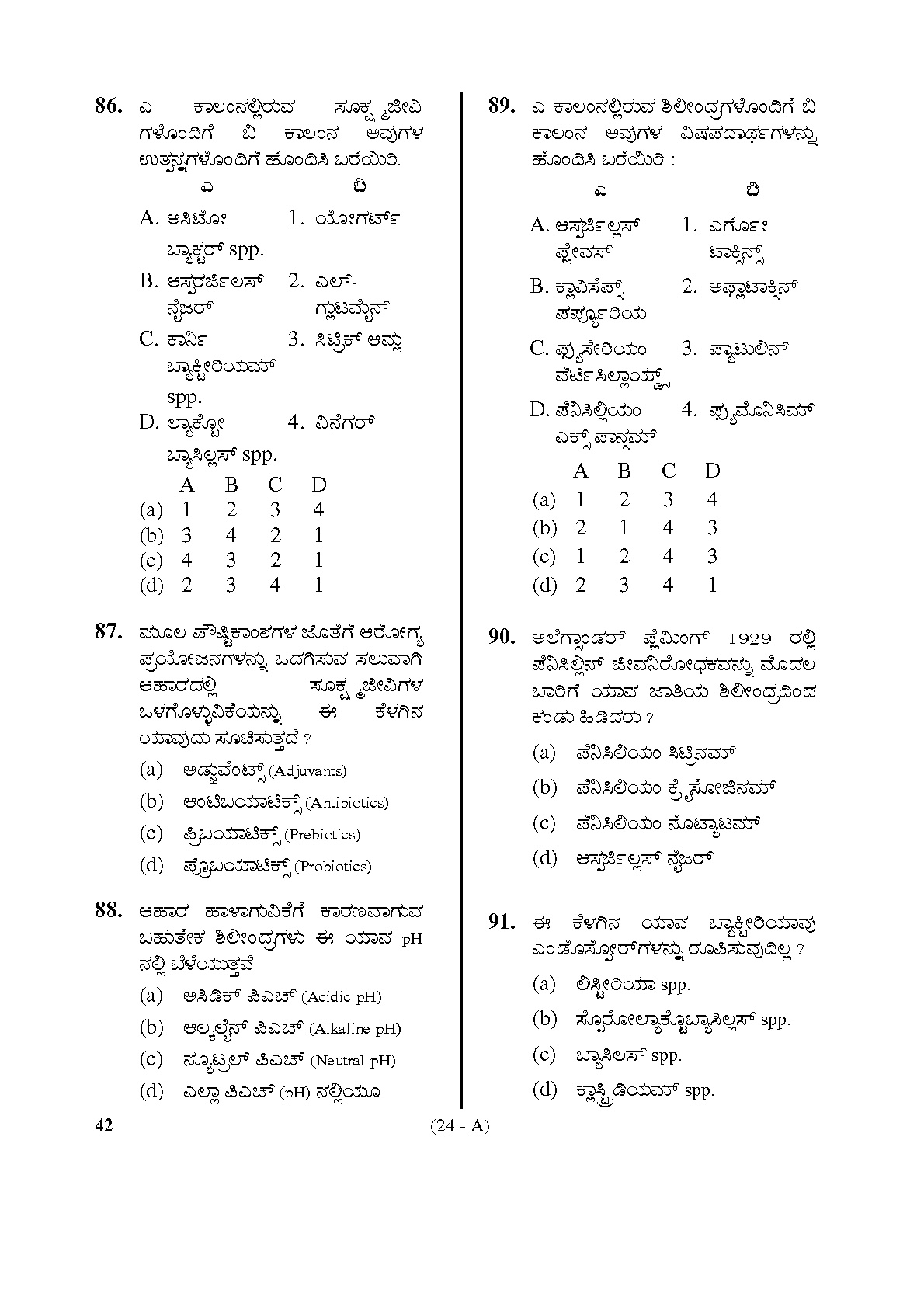 Karnataka PSC Drugs Analyst Microbiology Exam Sample Question Paper 24