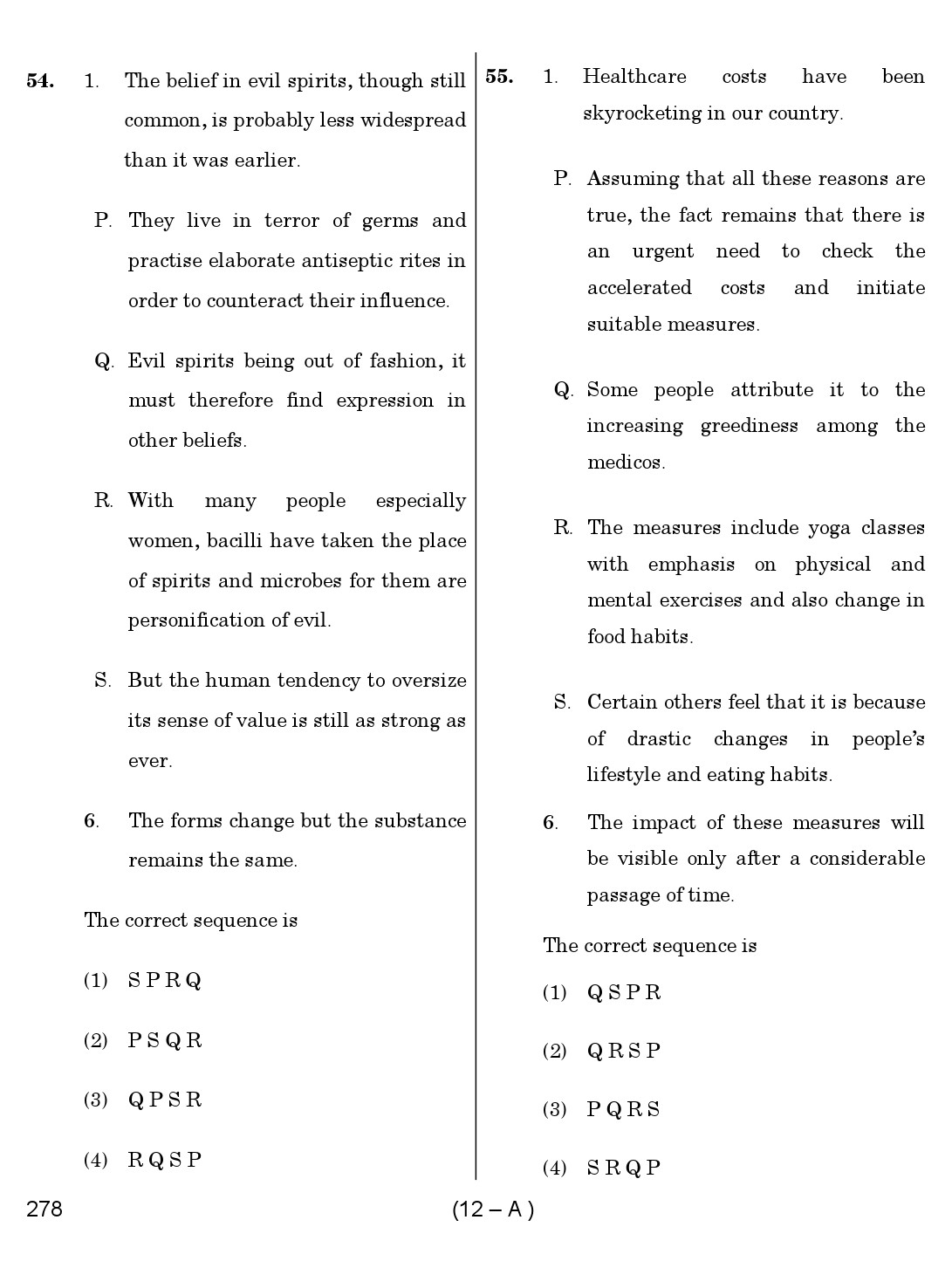 Karnataka PSC First Division Computer Assistants Exam Sample Question Paper 278 12