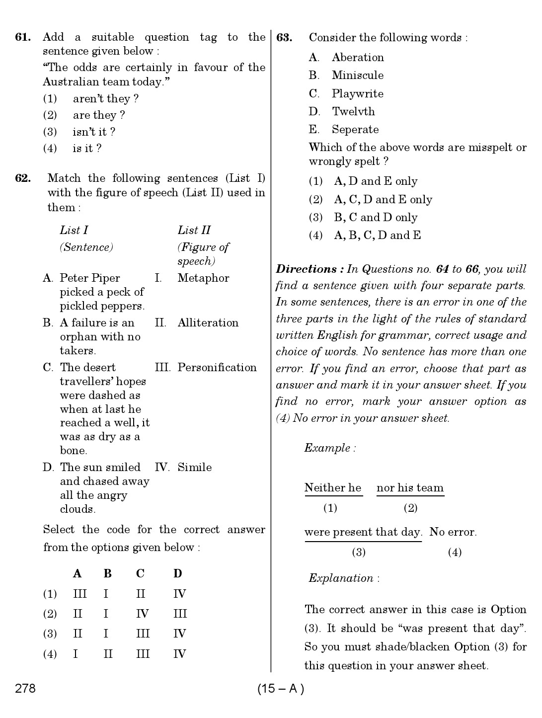 Karnataka PSC First Division Computer Assistants Exam Sample Question Paper 278 15