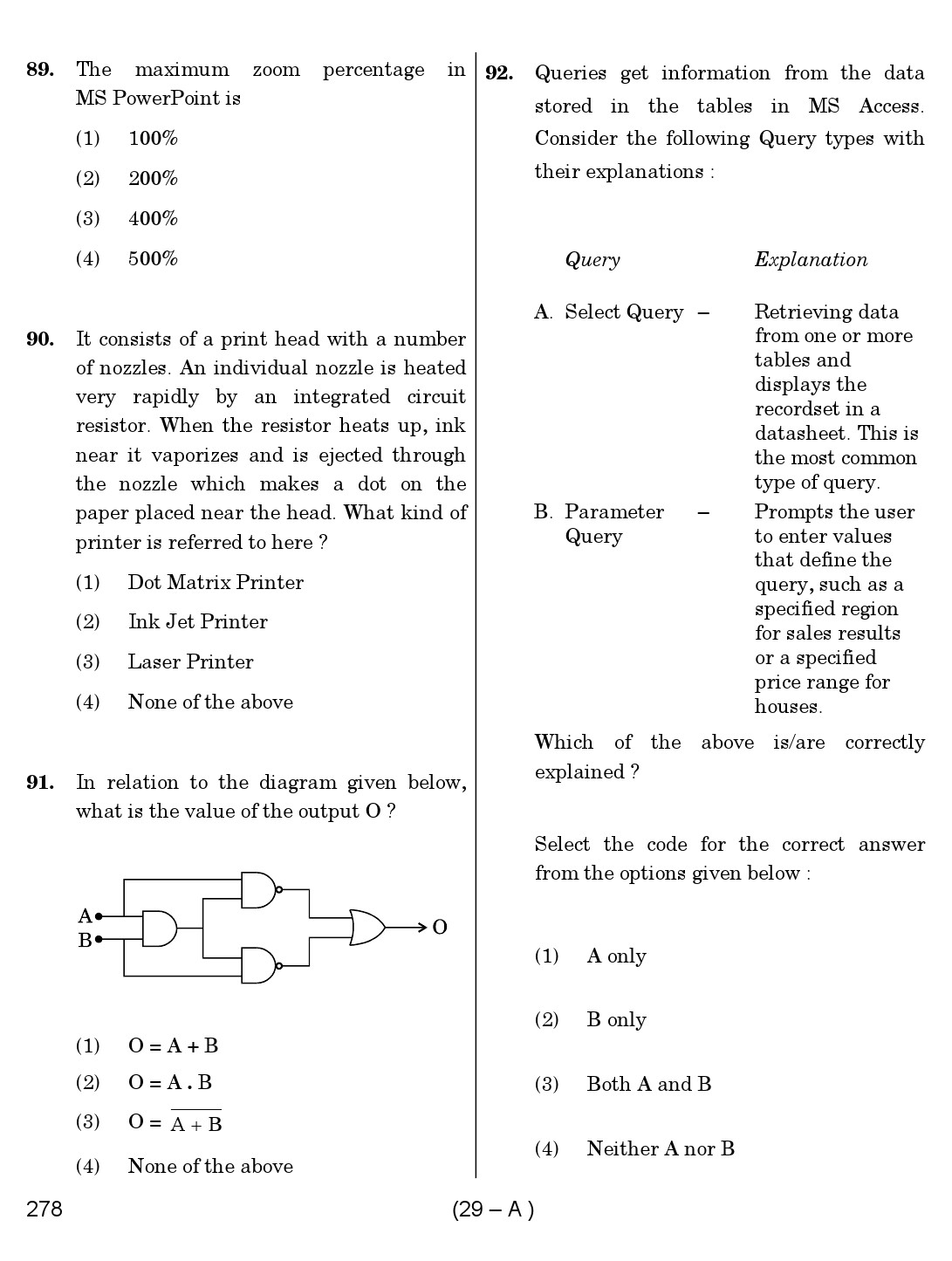 Karnataka PSC First Division Computer Assistants Exam Sample Question Paper 278 29