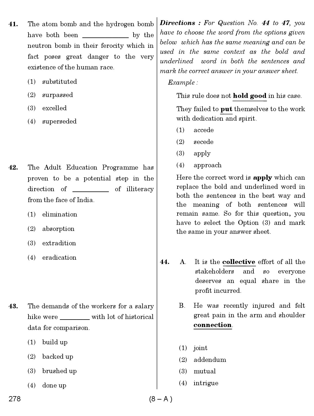 Karnataka PSC First Division Computer Assistants Exam Sample Question Paper 278 8