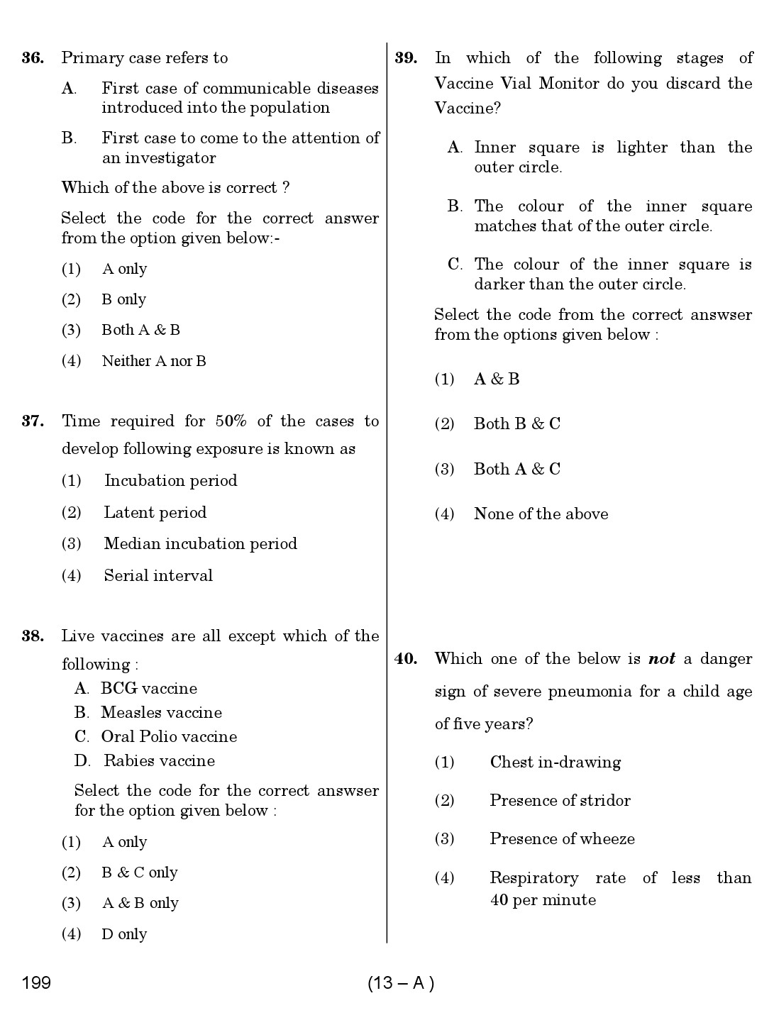 Karnataka PSC Junior Health Inspector Exam Sample Question Paper 13