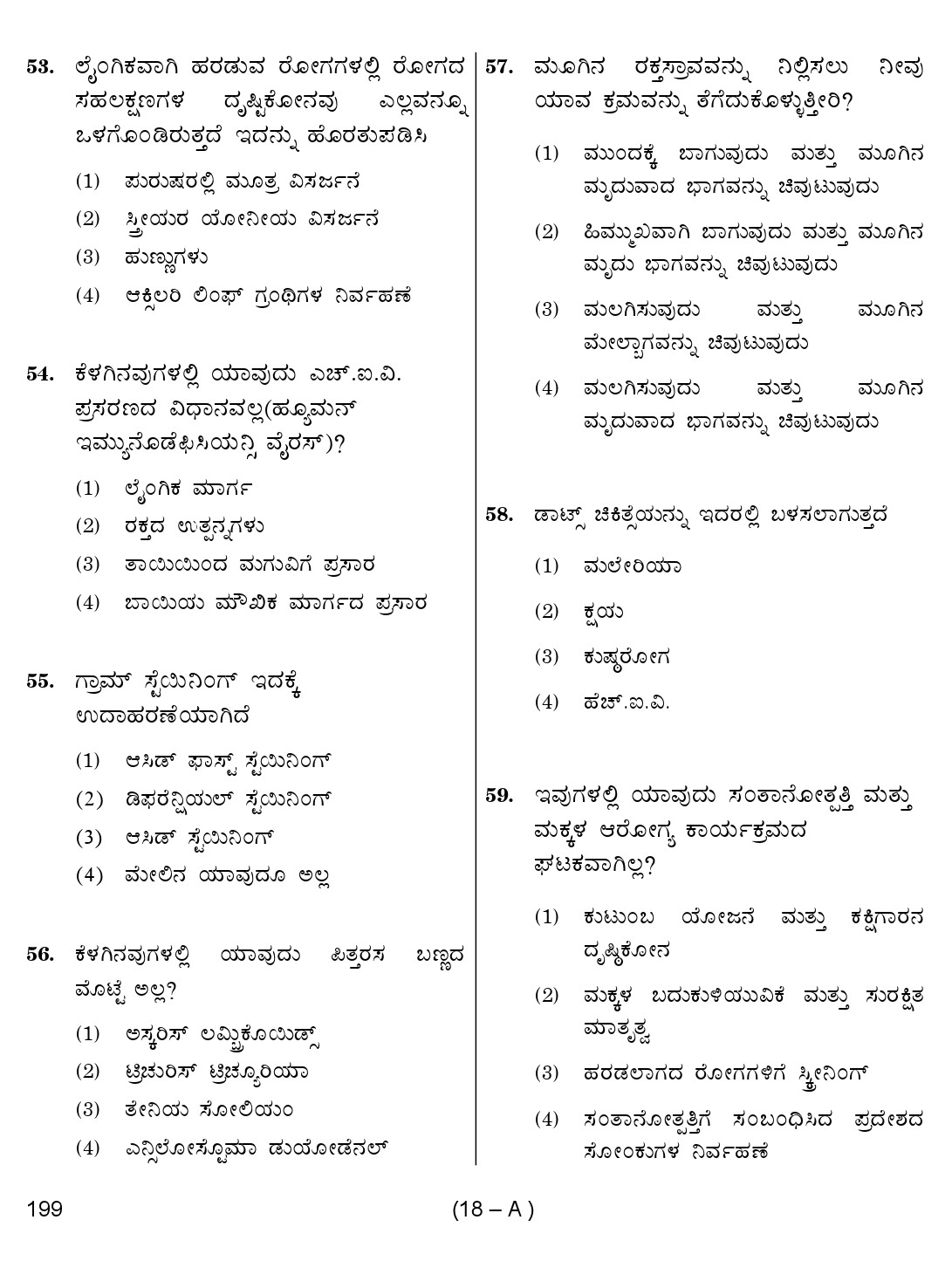 Karnataka PSC Junior Health Inspector Exam Sample Question Paper 18