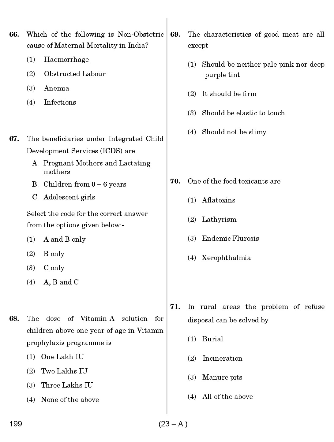 Karnataka PSC Junior Health Inspector Exam Sample Question Paper 23