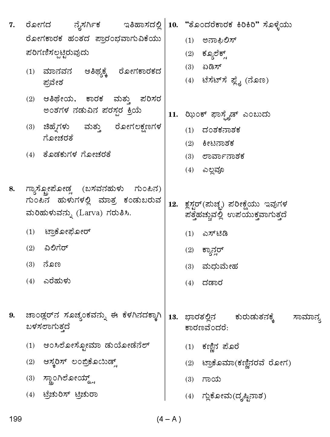 Karnataka PSC Junior Health Inspector Exam Sample Question Paper 4