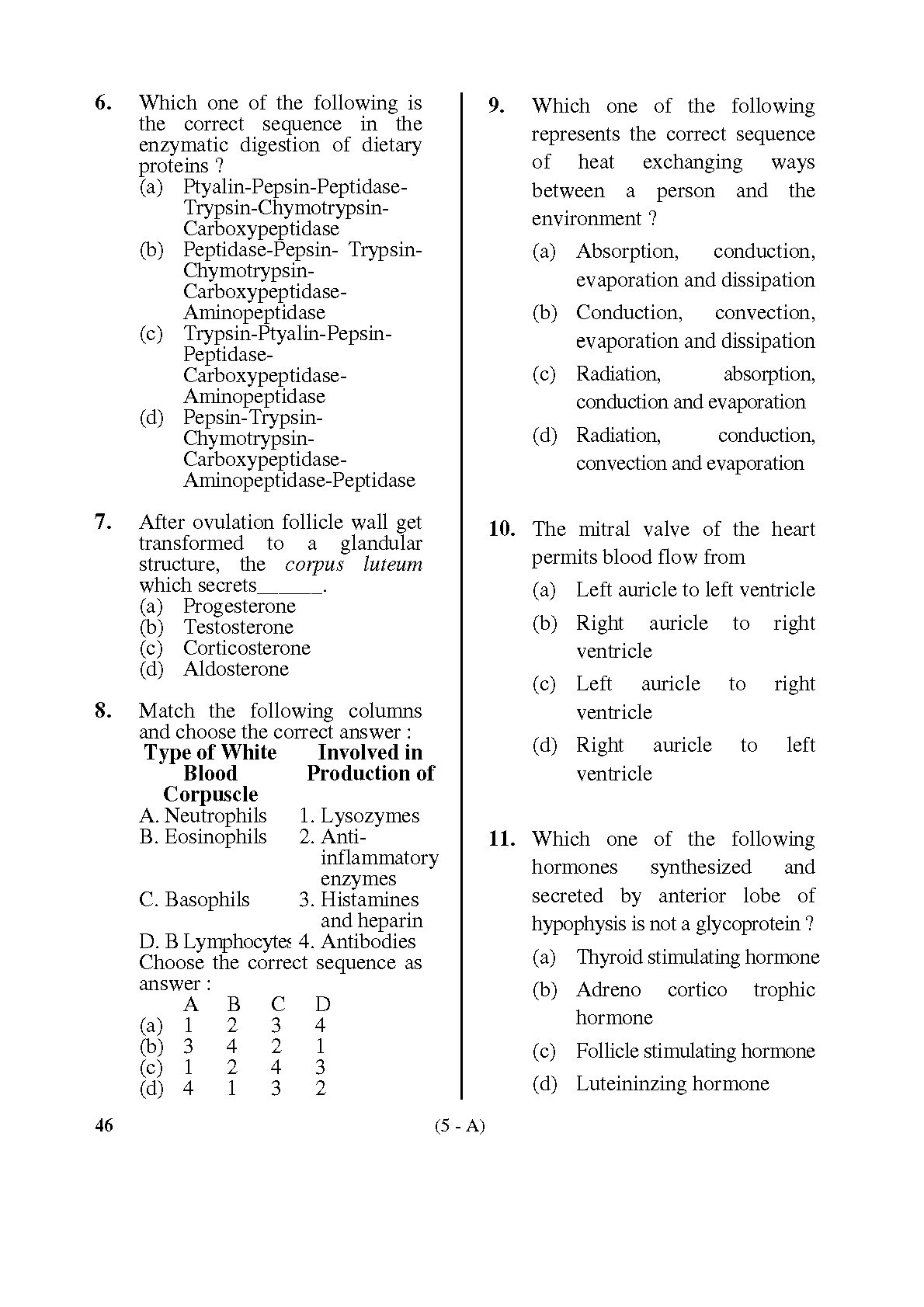 Karnataka PSC Radiographer Exam Sample Question Paper 5