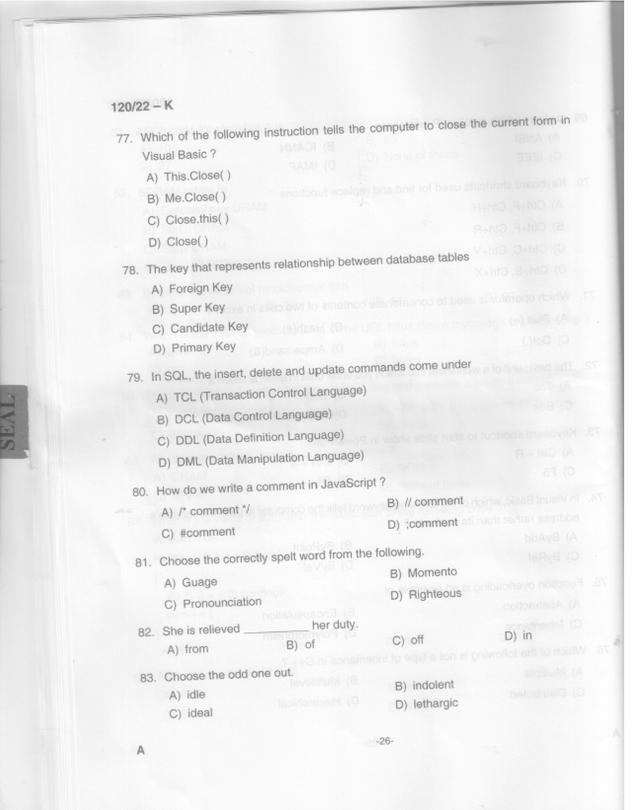 KPSC Data Entry Operator Kannada Exam 2022 Code 1202022 K 25