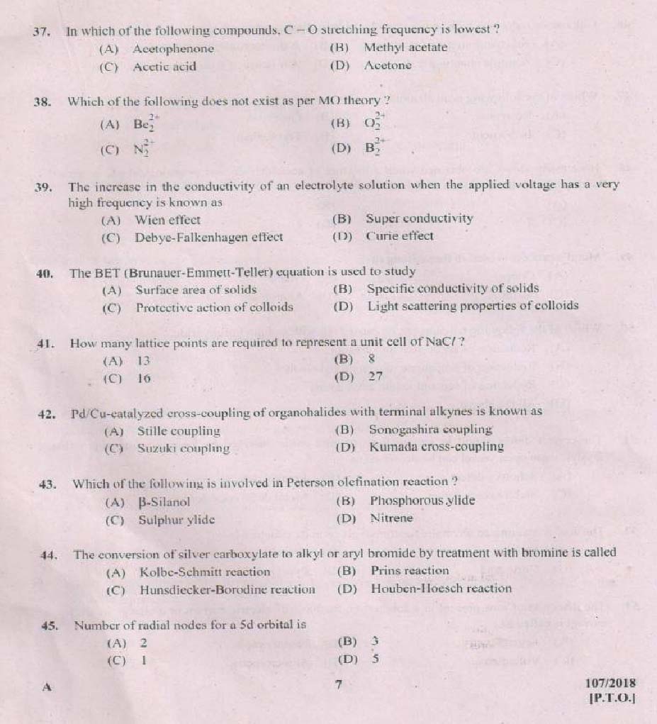 KPSC Junior Chemist Exam 2018 Code 1072018 6
