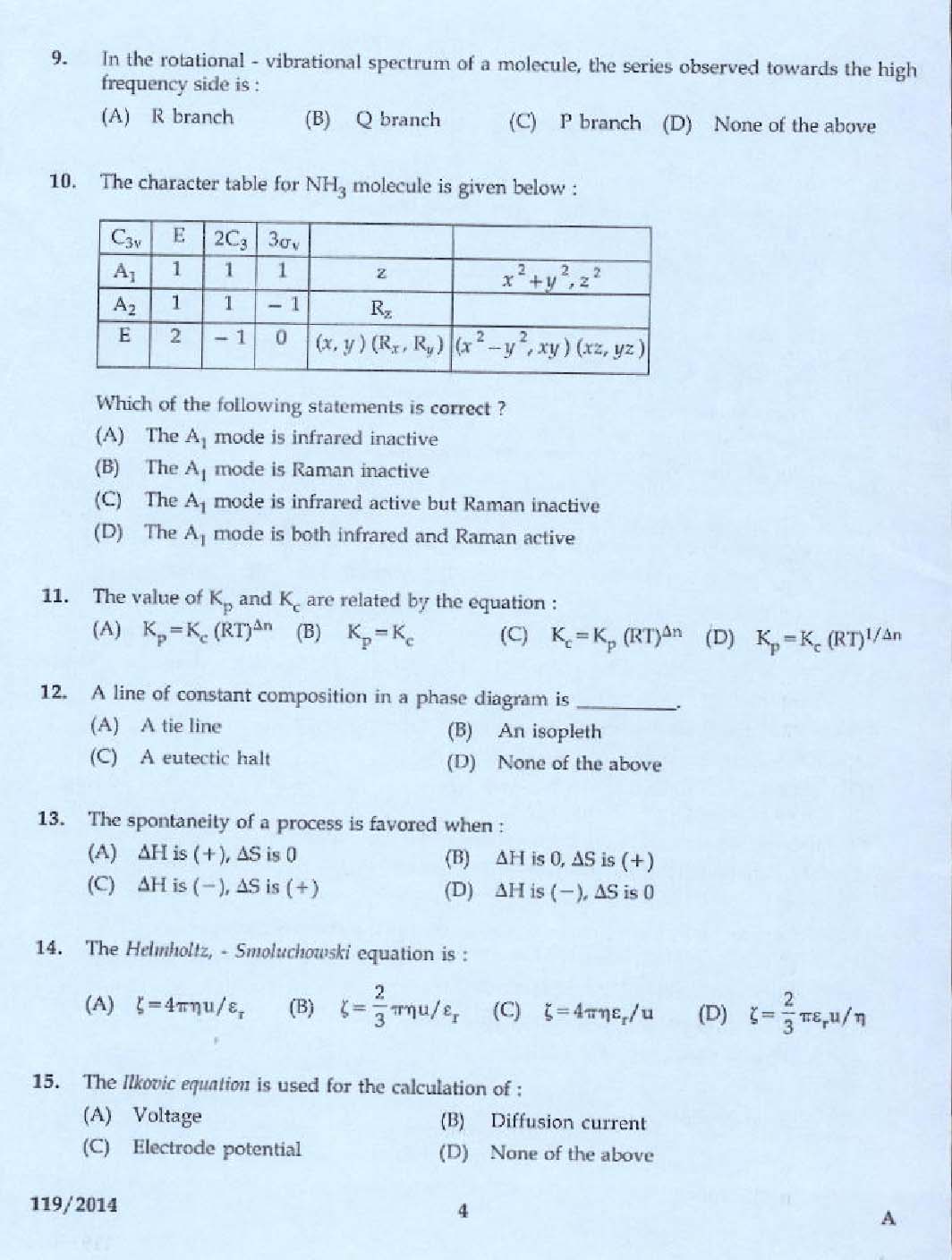 KPSC Lecturer In Chemistry Exam 2014 Code 1192014 2