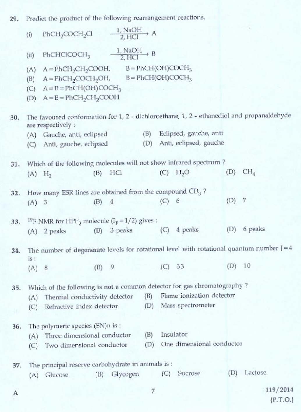 KPSC Lecturer In Chemistry Exam 2014 Code 1192014 5