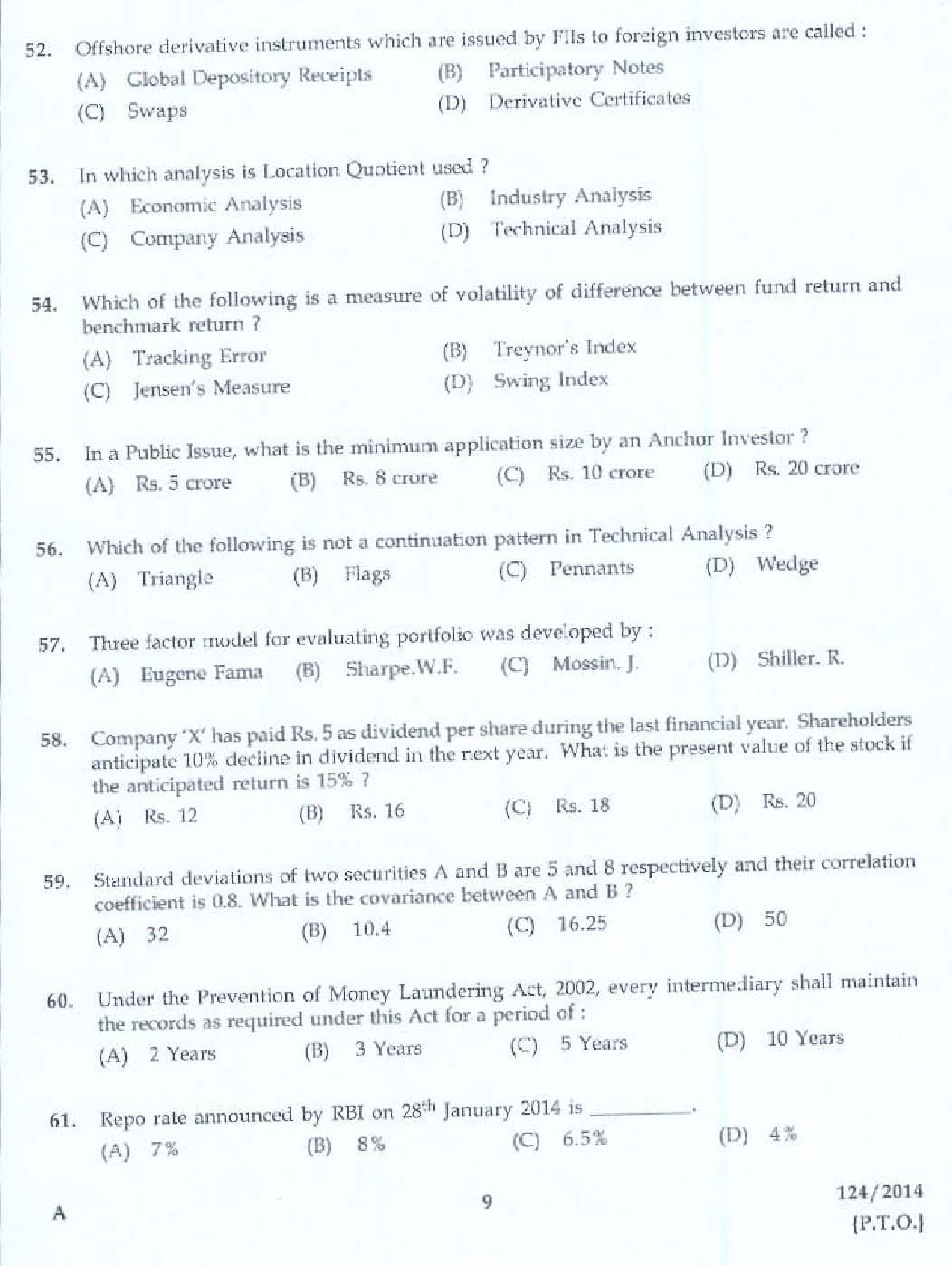 KPSC Lecturer in Commerce Exam 2014 Code 1242014 7