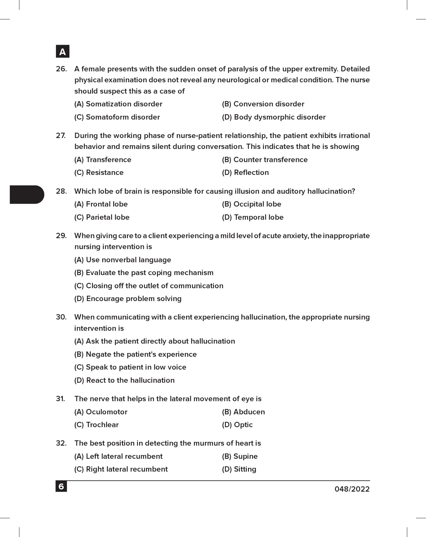 KPSC Nurse Grade II Homoeopathy Exam 2022 Code 0482022 5