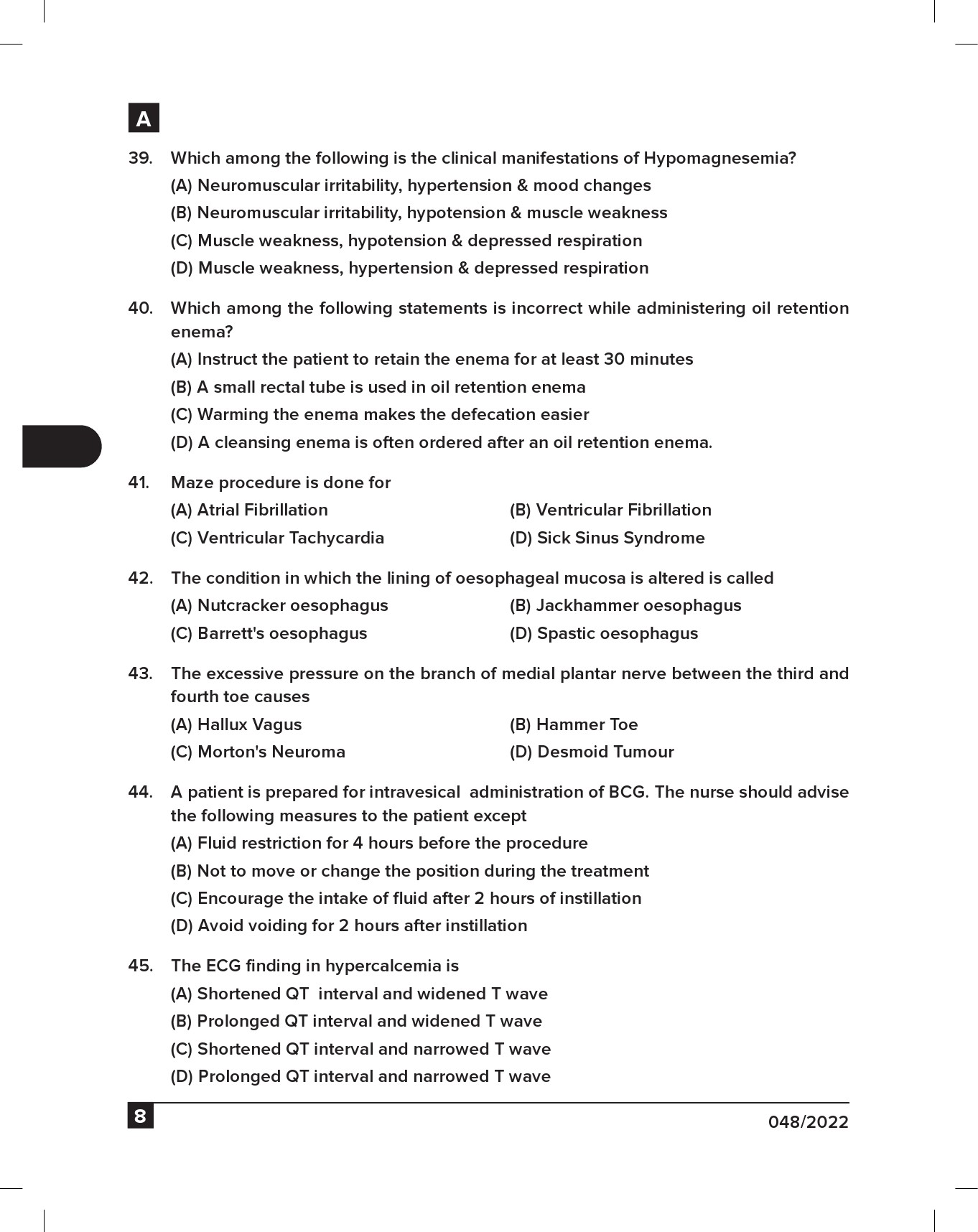 KPSC Nurse Grade II Homoeopathy Exam 2022 Code 0482022 7
