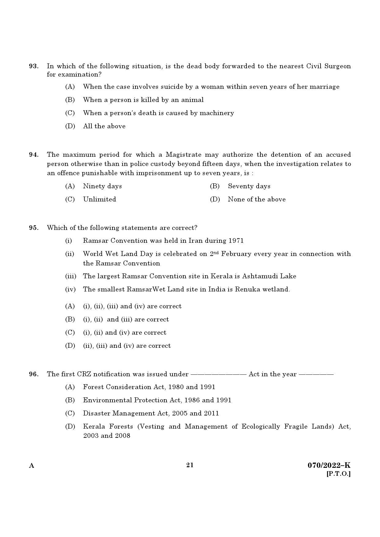 KPSC Tahsildar or Senior Superintendent Kannada Exam 2022 Code 0702022 19