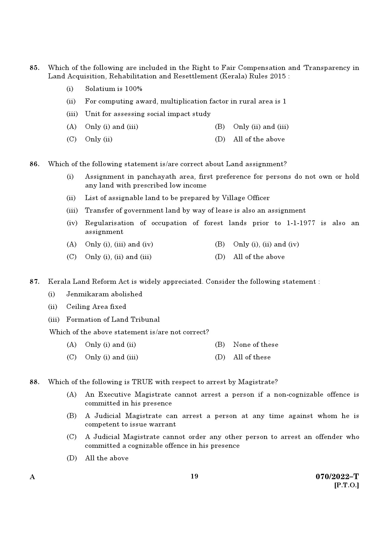 KPSC Tahsildar or Senior Superintendent Tamil Exam 2022 Code 0702022 17