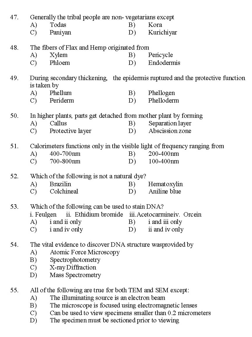Kerala SET Botany Exam 2014 Question Code 14203 6