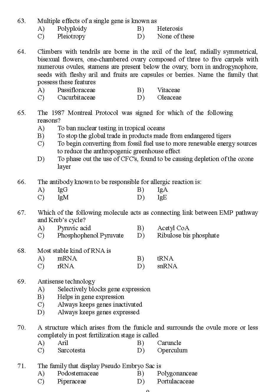 Kerala SET Botany Exam 2015 Question Code 15603 9
