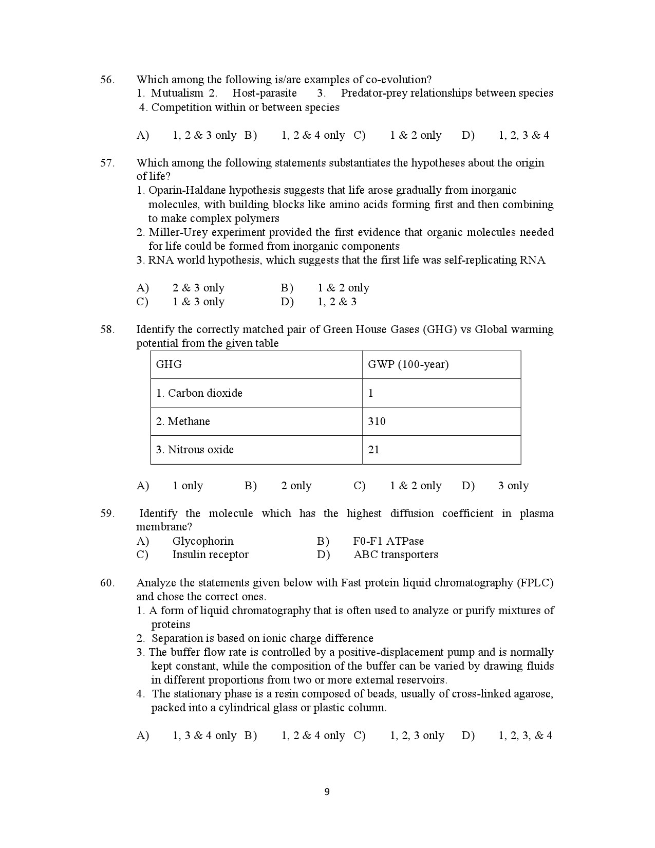 Kerala SET Botany Exam Question Paper July 2021 9