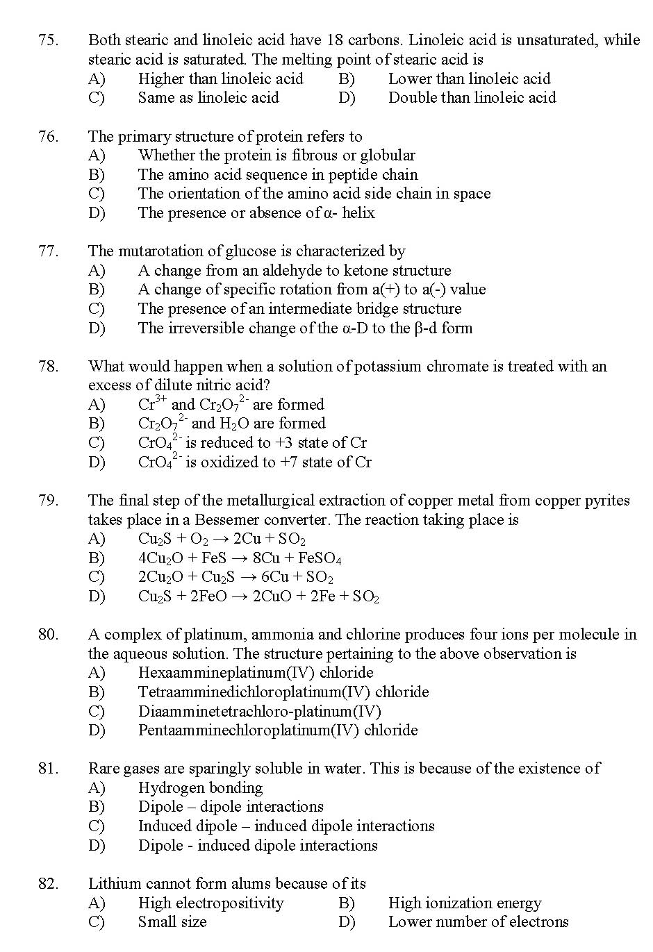 Kerala SET Chemistry Exam 2011 Question Code 91104 13