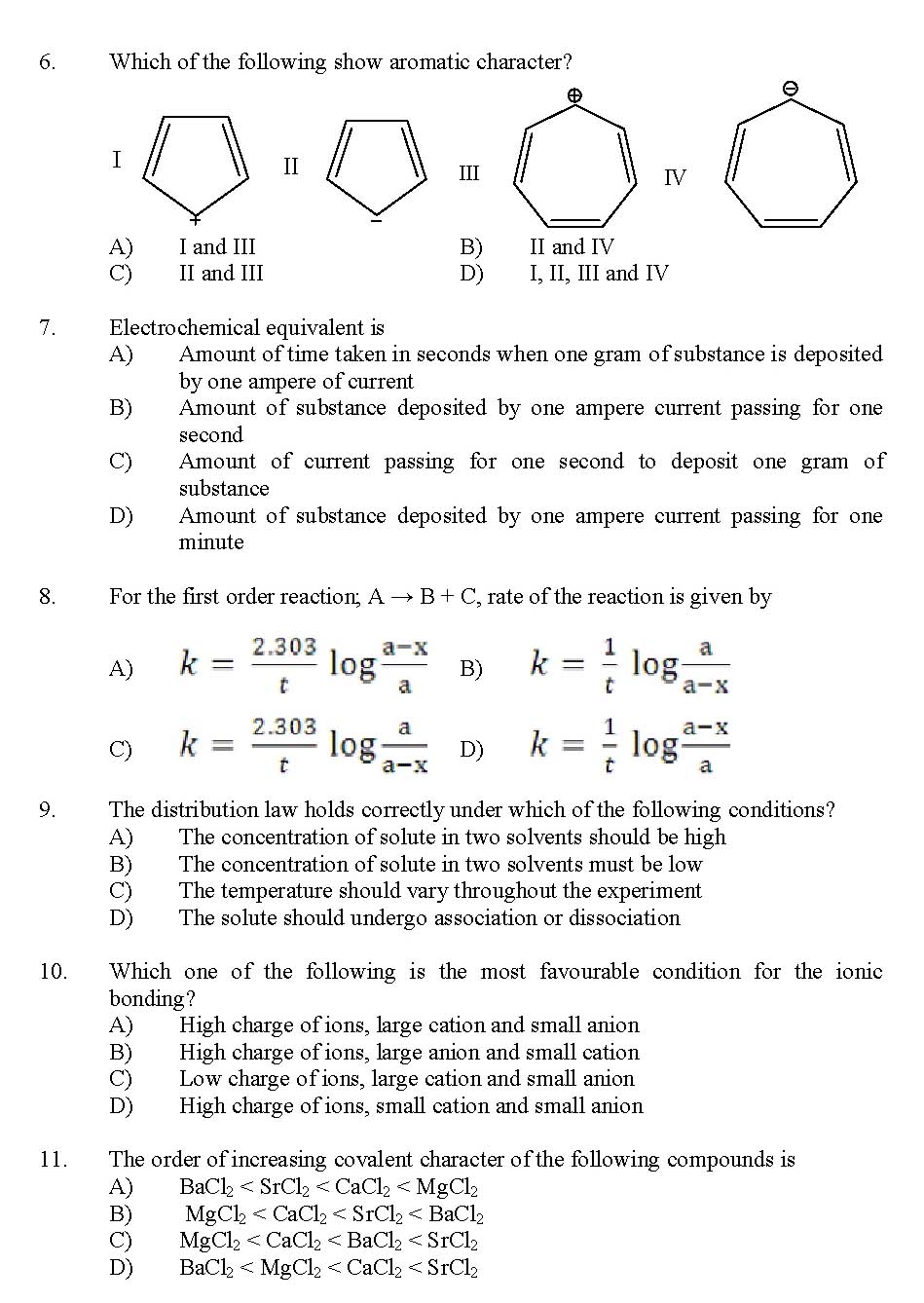 Kerala SET Chemistry Exam 2011 Question Code 91104 2