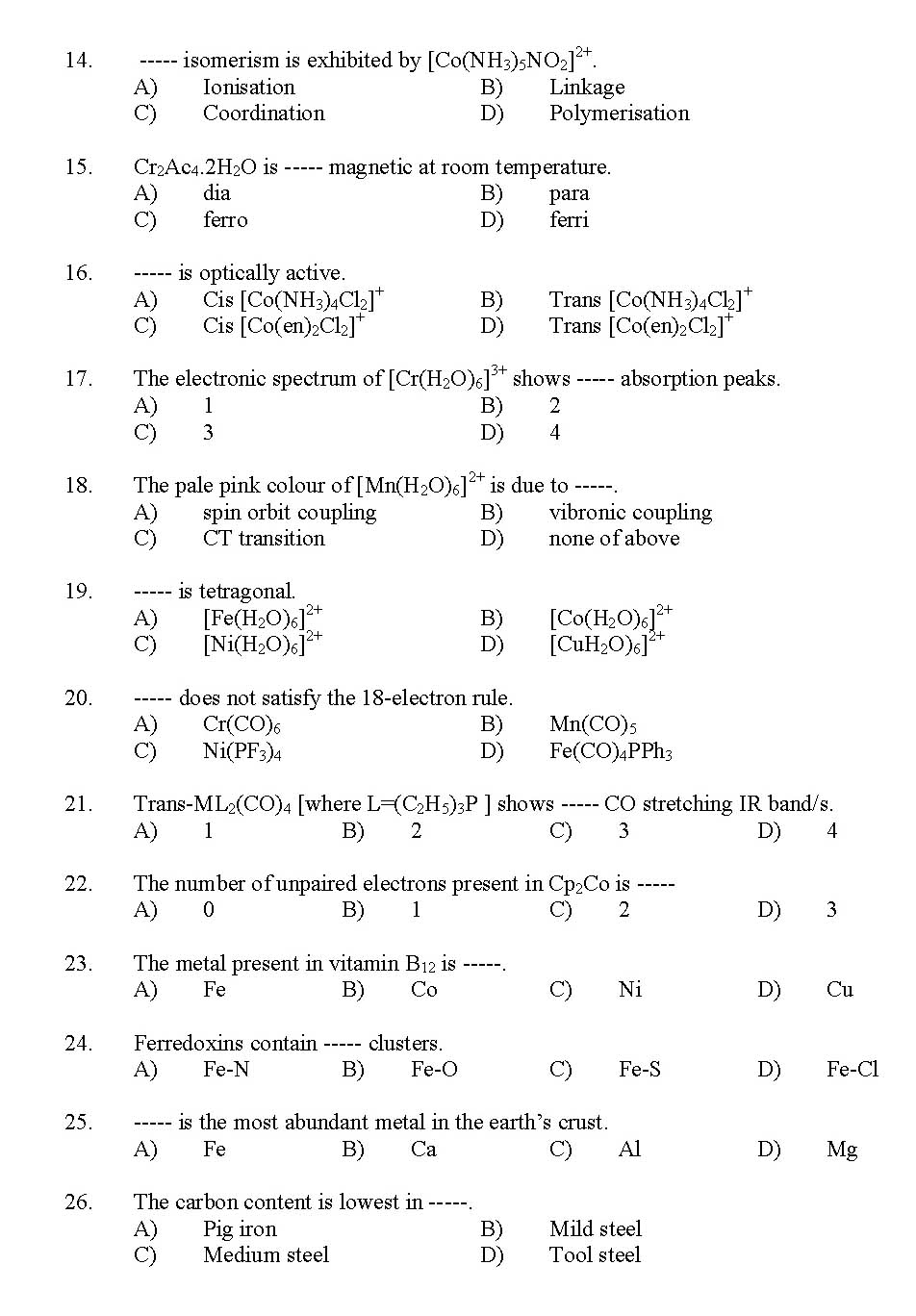 Kerala SET Chemistry Exam 2012 Question Code 12904 2