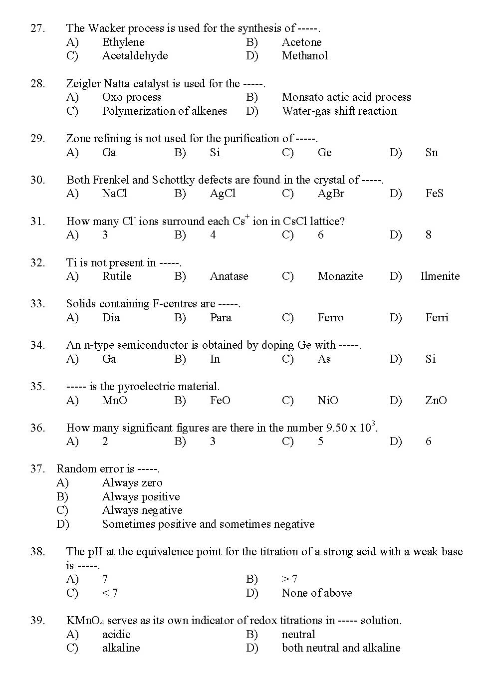 Kerala SET Chemistry Exam 2012 Question Code 12904 3