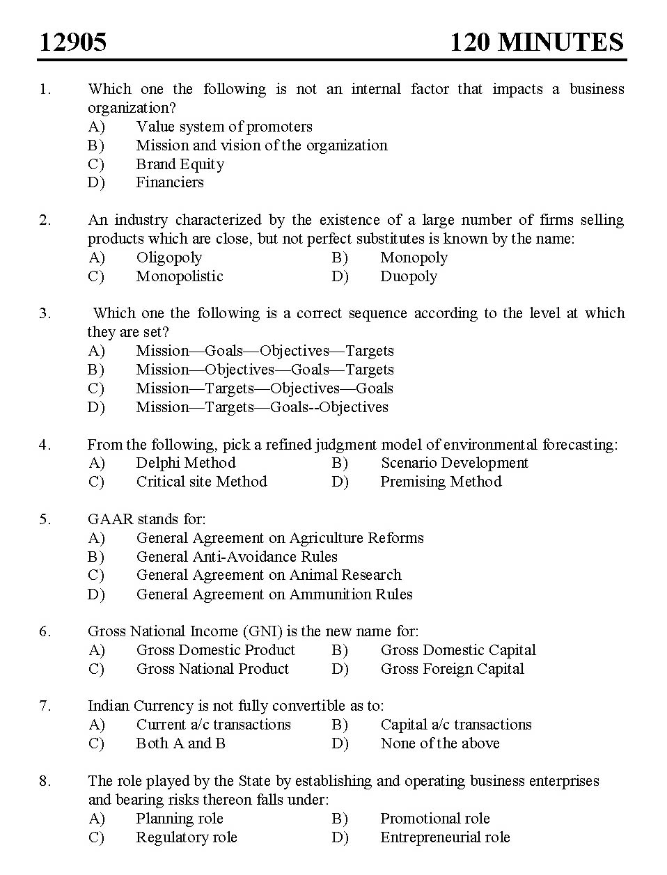 Kerala SET Commerce Exam 2012 Question Code 12905 1