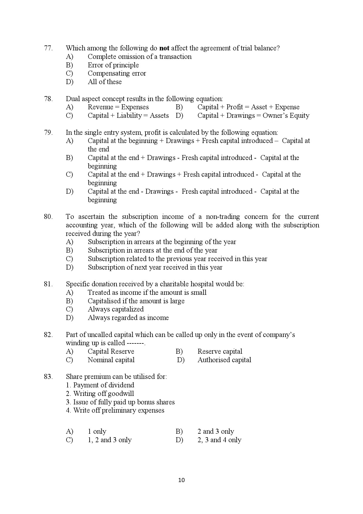 Kerala SET Commerce Exam Question Paper July 2022 10