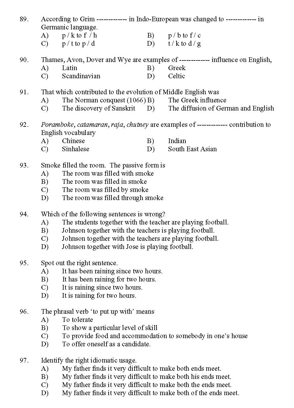 Kerala SET English Exam 2011 Question Code 91107 9