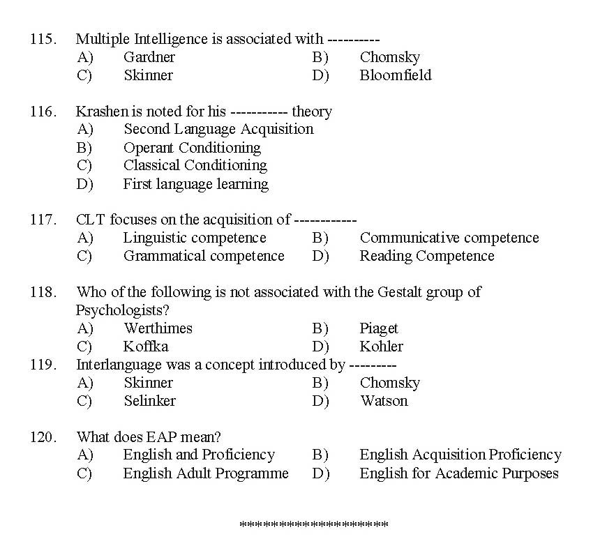 Kerala SET English Exam 2014 Question Code 14207 12