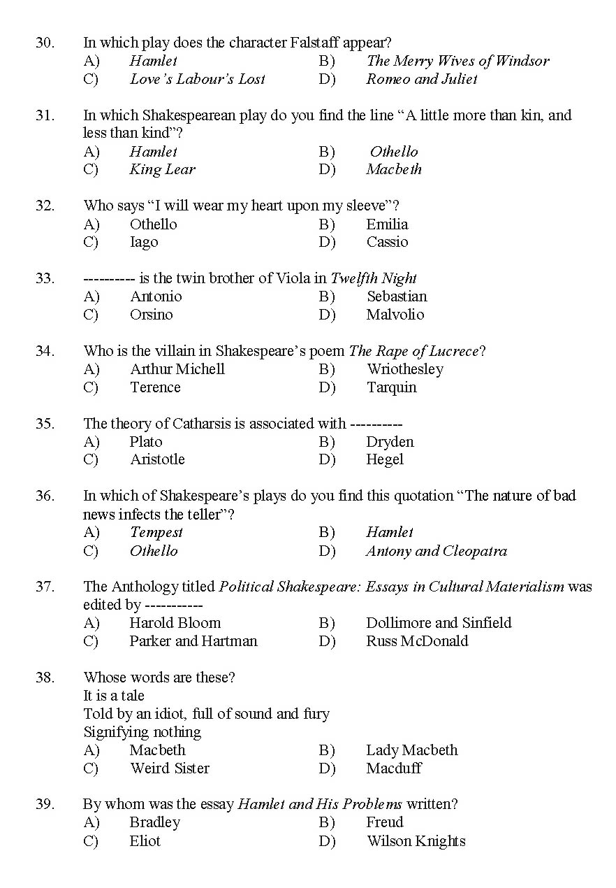 Kerala SET English Exam 2014 Question Code 14207 4