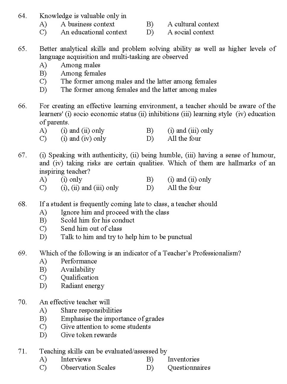 Kerala SET General Knowledge Exam 2012 Question Code 12936 8