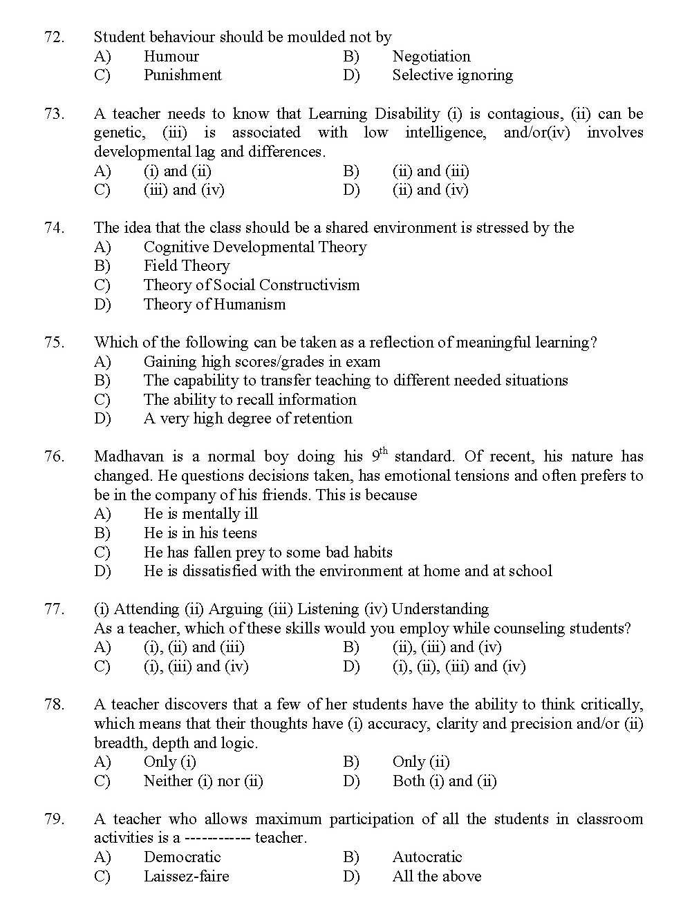 Kerala SET General Knowledge Exam 2012 Question Code 12936 9