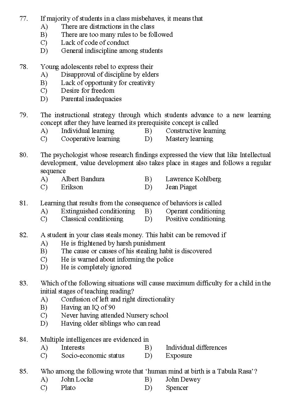 Kerala SET General Knowledge Exam 2015 Question Code 15636 9