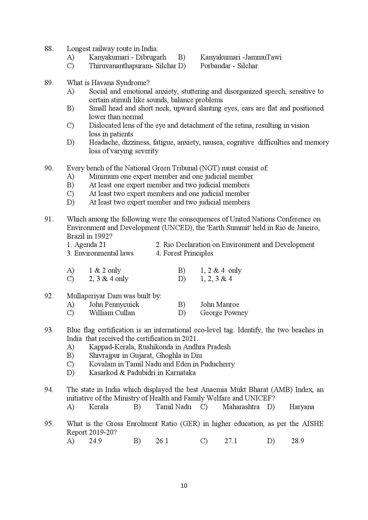 Kerala SET General Knowledge Exam Question Paper January 2022 10