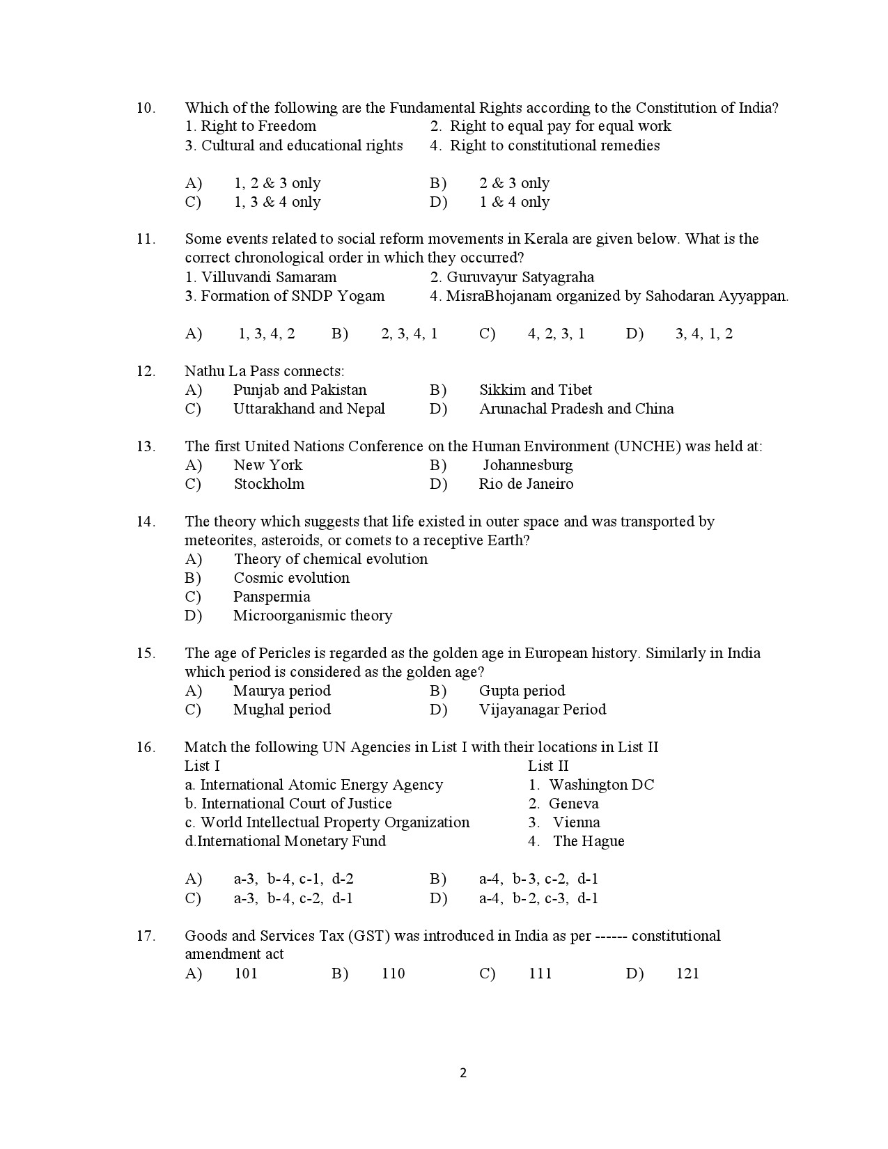 Kerala SET General Knowledge Exam Question Paper July 2021 2