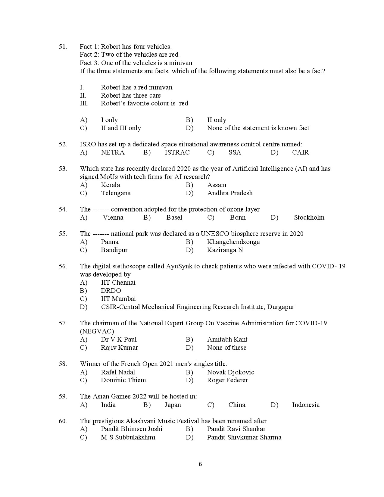 Kerala SET General Knowledge Exam Question Paper July 2021 6