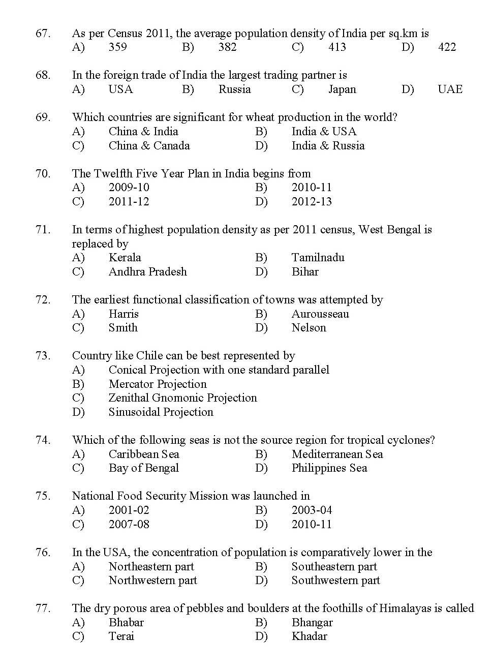 Kerala SET Geography Exam 2012 Question Code 12910 7