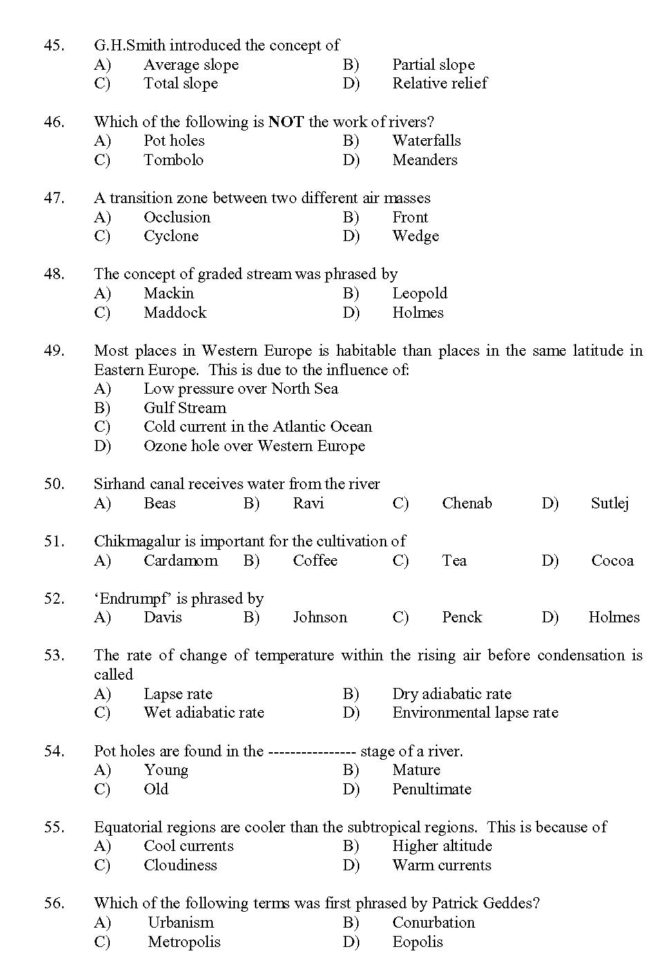 Kerala SET Geography Exam 2013 Question Code 13610 5