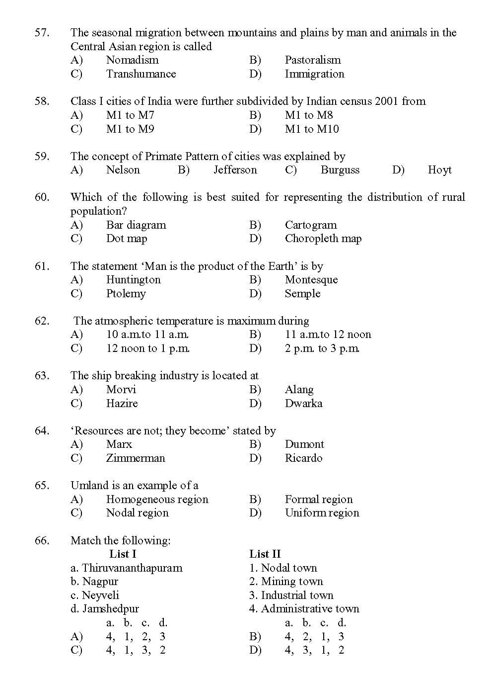Kerala SET Geography Exam 2013 Question Code 13610 6