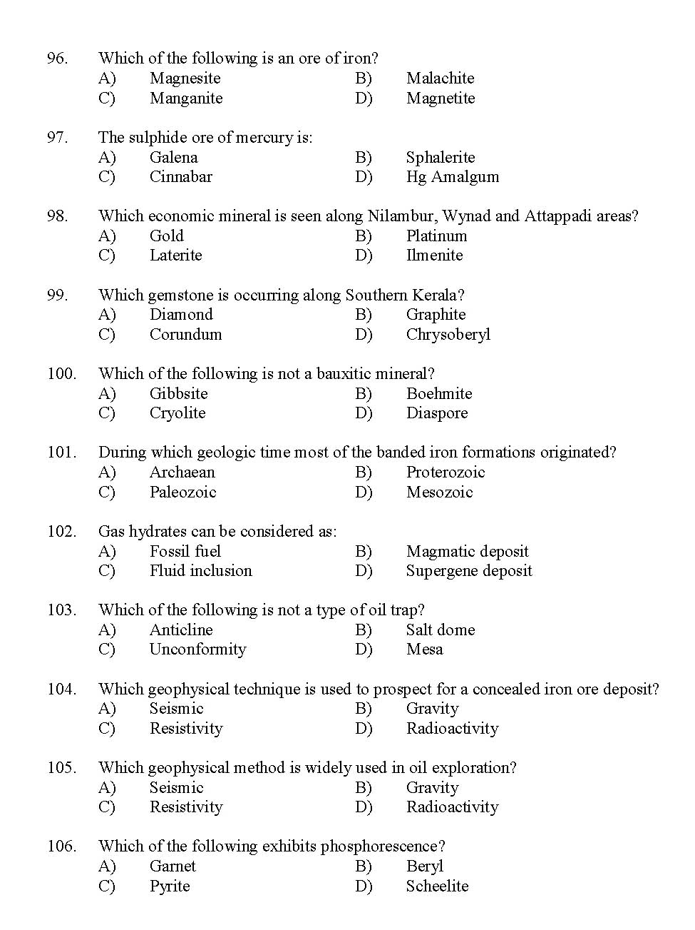 Kerala SET Geography Exam 2015 Question Code 15611 10