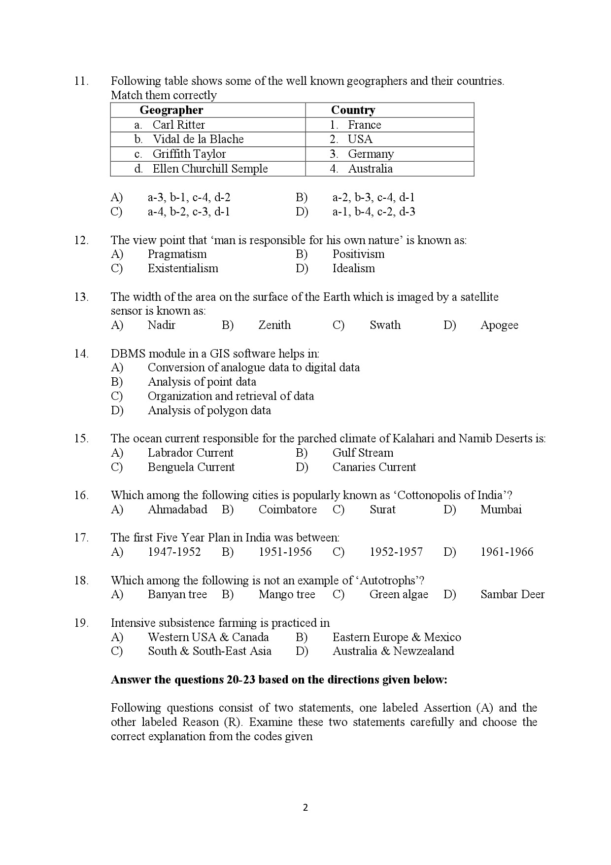 Kerala SET Geography Exam Question Paper July 2018 2