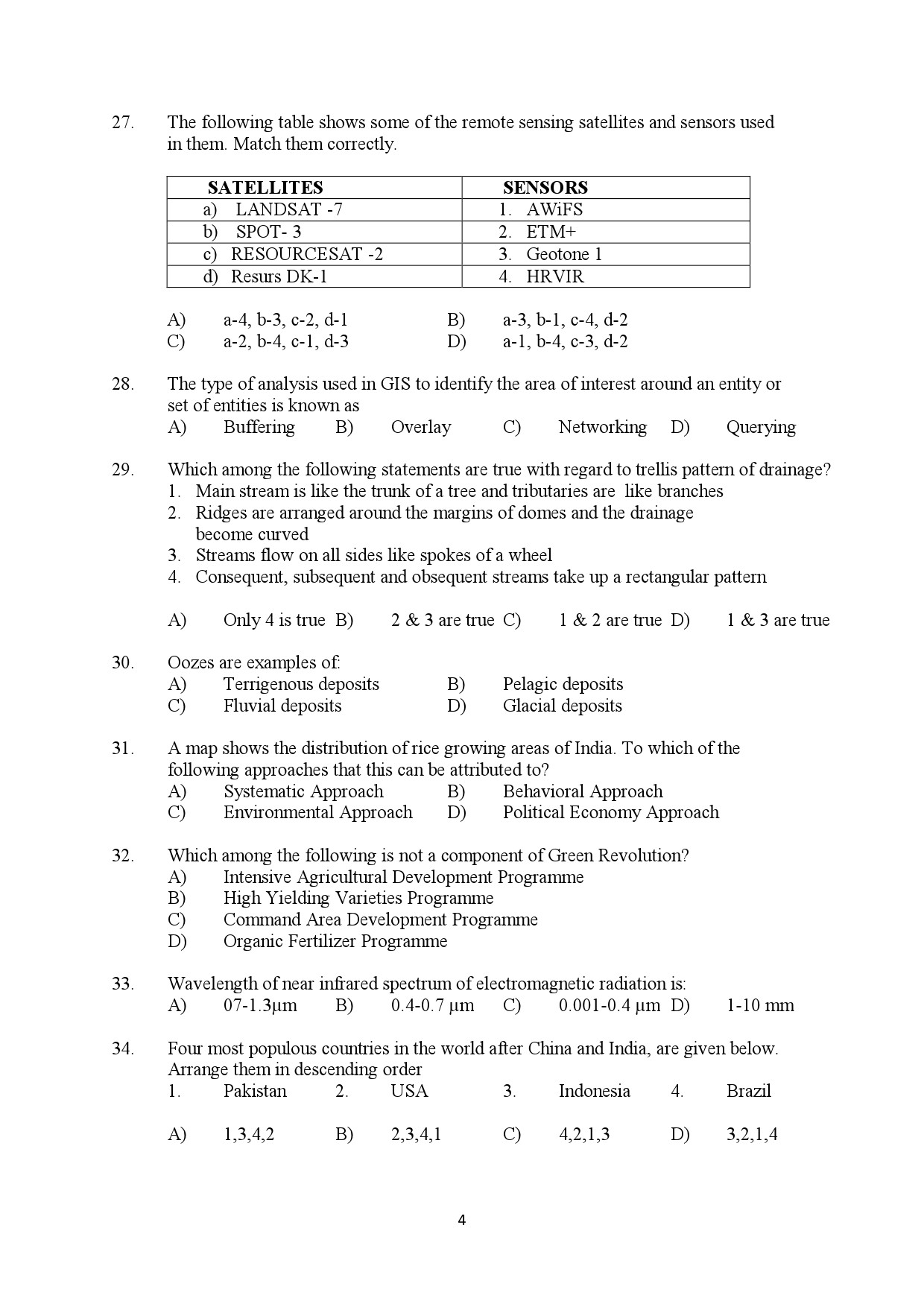 Kerala SET Geography Exam Question Paper July 2018 4