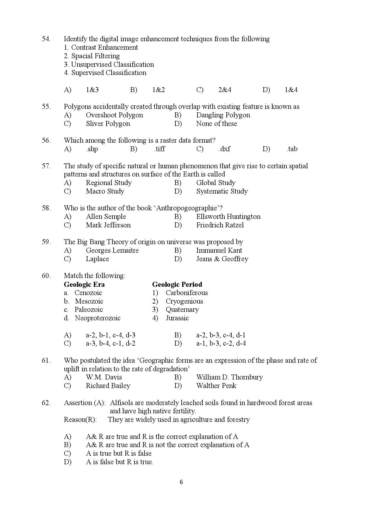 Kerala SET Geography Exam Question Paper July 2019 6
