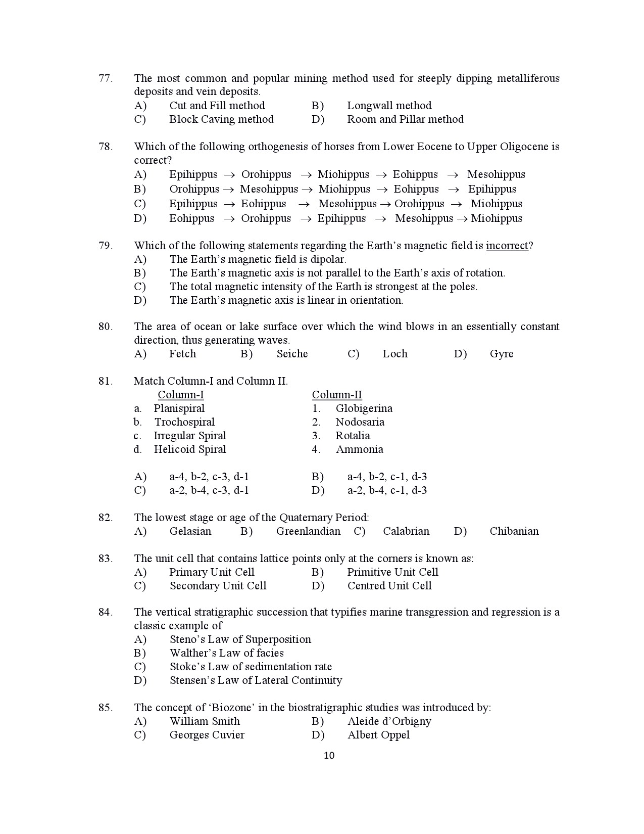 Kerala SET Geology Exam Question Paper July 2021 10