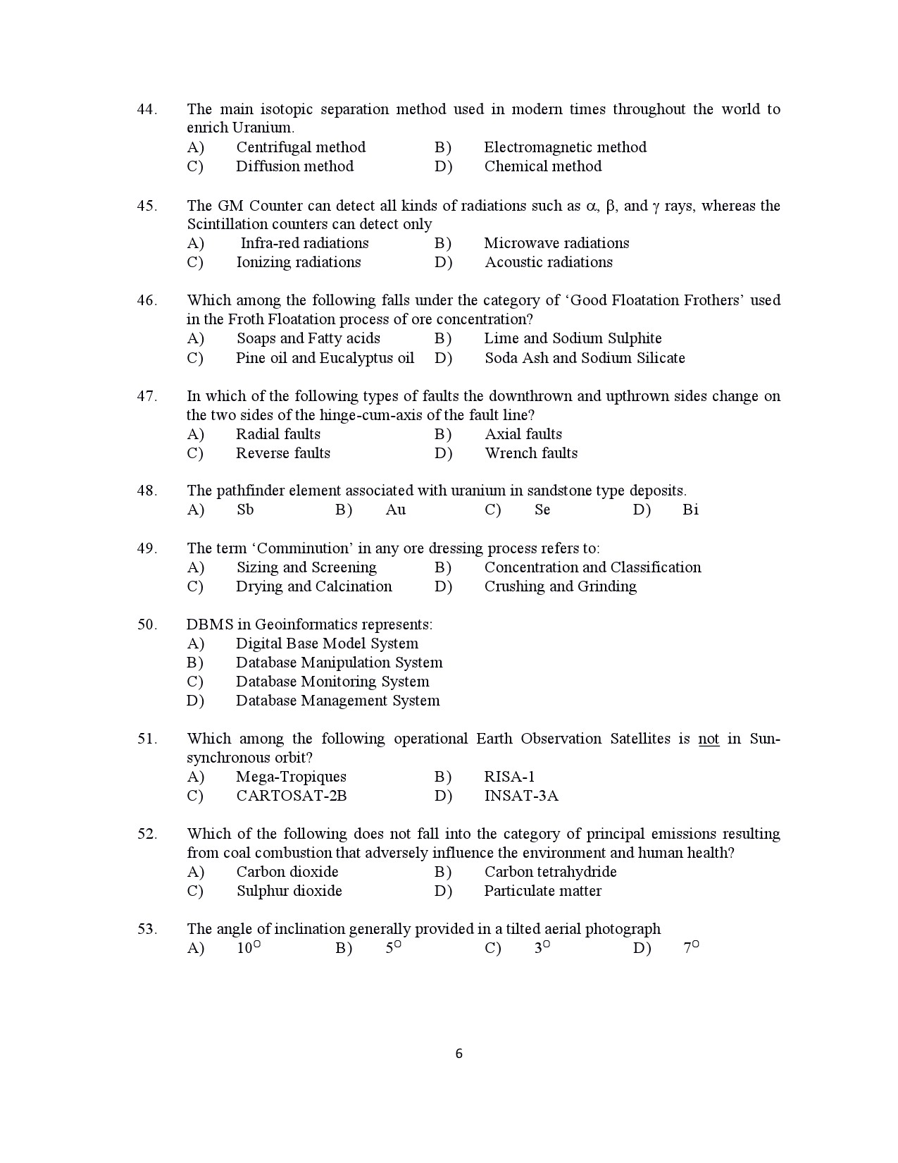 Kerala SET Geology Exam Question Paper July 2021 6