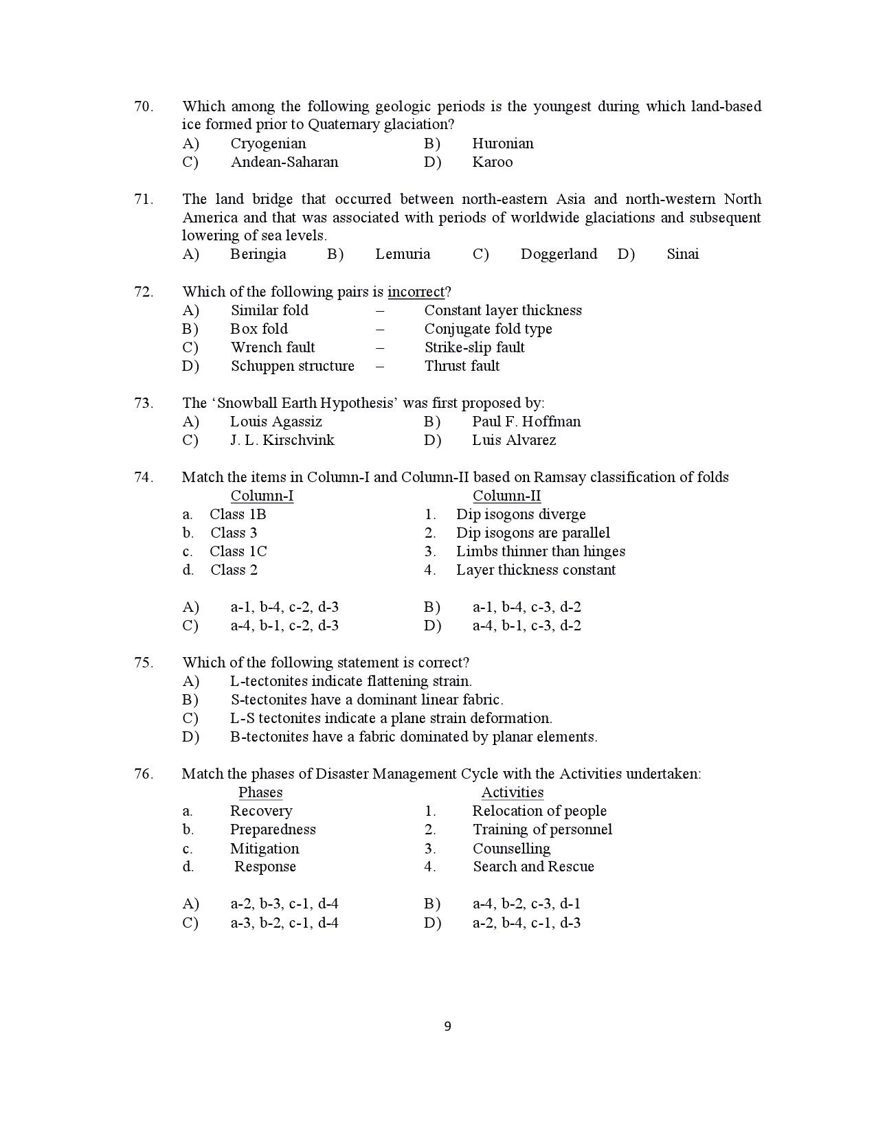 Kerala SET Geology Exam Question Paper July 2021 9